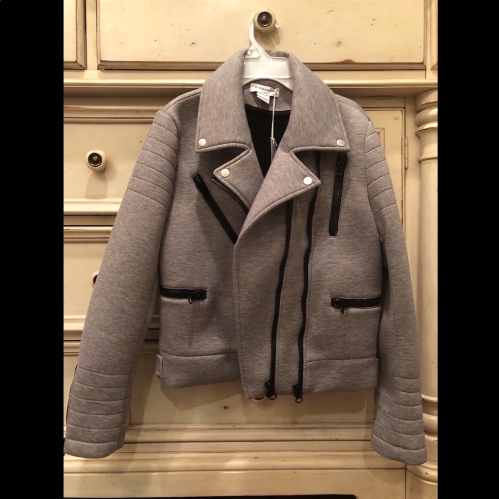 Grey, sweatshirt material blazer